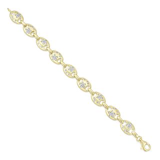 Diamond Flower Gold Link Bracelet
