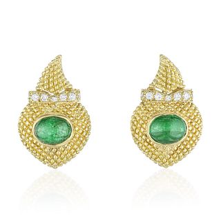 Cabochon Emerald Earrings