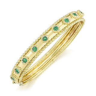 Emerald Gold Bangle Bracelet