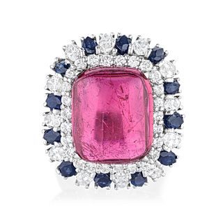 Rubellite Sapphire and Diamond Ring