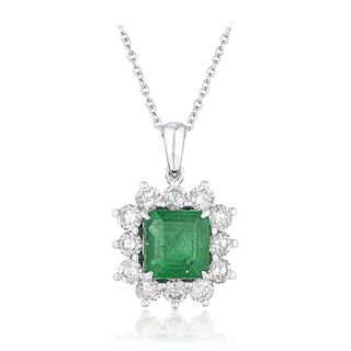 3.87-Carat Emerald and Diamond Necklace