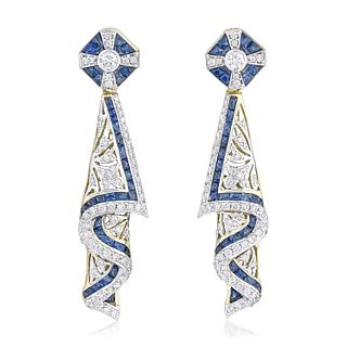 Sapphire and Diamond Drape Earrings