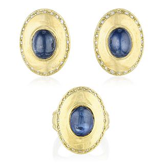 Sapphire and Diamond Earring and Ring Set