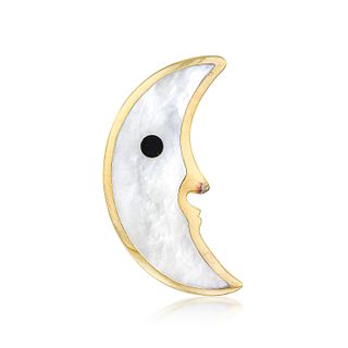 Tiffany & Co. Mother of Pearl and Onyx Moon Brooch