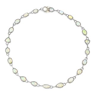 Opal and Diamond Necklace