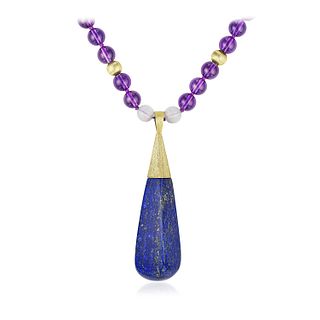Lapis Lazuli and Amethyst Long Necklace