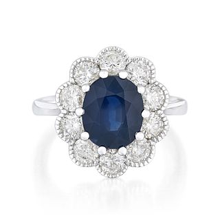 2.16-Carat Sapphire and Diamond Ring