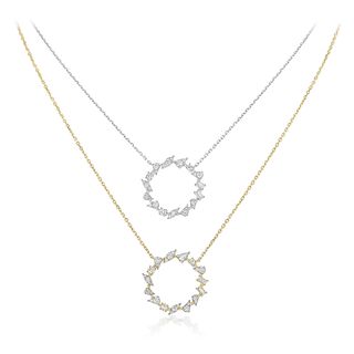 Group of Two Diamond Wreath Necklaces