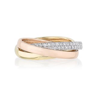 Diamond Tri-Color Interlocking Ring