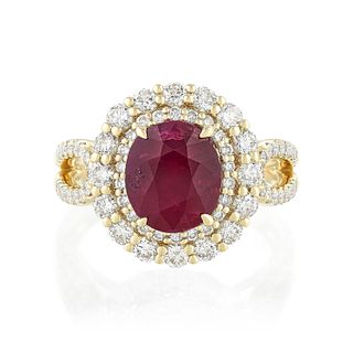 2.71-Carat Unheated Ruby and Diamond Ring, AGL Certified