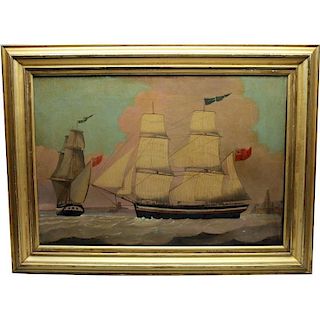 Fine 19th C. Two Position Ship Painting