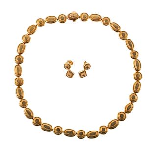 Lalaounis Greecek 18k Gold Necklace Earrings Set 