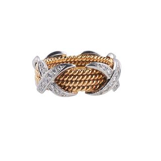 Tiffany & Co Schlumberger Diamond Gold Platinum Four Rope X Ring
