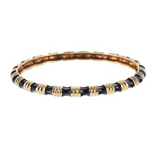 18k Gold Enamel Bangle Bracelet 