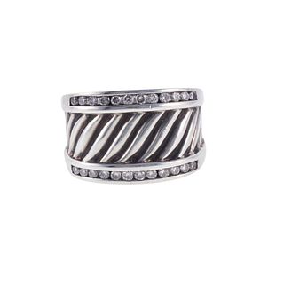 David Yurman Sterling Silver Diamond Ring
