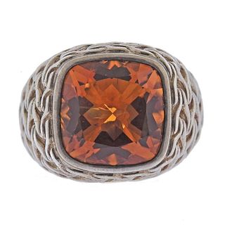 John Hardy Sterling Silver Citrine Classic Chain Ring