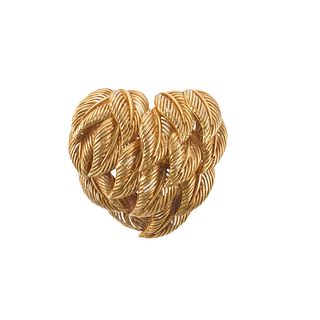 Tiffany & Co Gold Leaf Motif Heart Brooch Pin