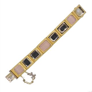 H. Stern Rose Quartz Diamond Lizard Gold Bracelet