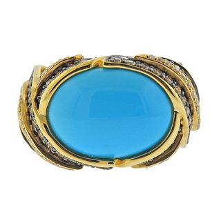 Le Vian LeVian Turquoise Fancy Diamond Gold Ring