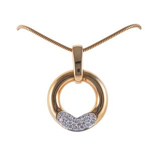 Movado 18k Gold Diamond Heart Circle Pendant Necklace