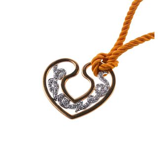 Repossi 18k Gold Diamond Heart Pendant Cord Necklace