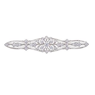 Art Deco Filigree Platinum Diamond Brooch Pin