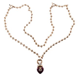 La Nouvelle Bague 18k Gold Chain Silver Enamel  Diamond Pendant Necklace