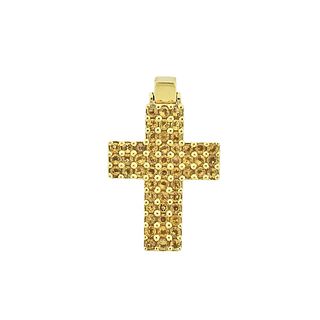 Roberto Coin Citrine Yellow Gold Cross Pendant