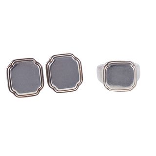 Slane & Slane Silver Ring Earrings Set