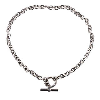 Slane & Slane Silver Diamond Toggle Necklace 