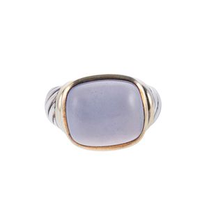 David Yurman Silver Gold Chalcedony Cable Ring