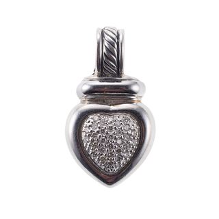 David Yurman Diamond Silver Gold Heart Pendant