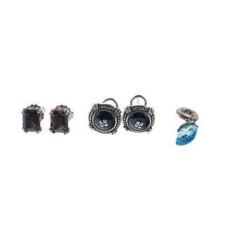 Slane & Slane Silver Multi Gemstone Pendant Earrings Lot 