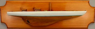 20th C. Carved Wooden Sloop Half Model