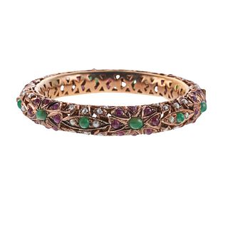 Indian Gold Emerald Ruby Pearl Bangle Bracelet