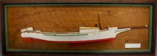 Large 20th C. Carved Wooden Half Hull