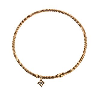 David Yurman Gold Diamond Charm Twisted Cable Cuff Bracelet