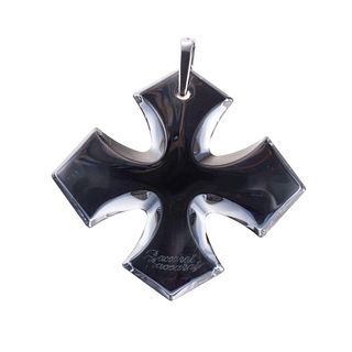 Baccarat Sterling Silver Glass Cross Pendant 