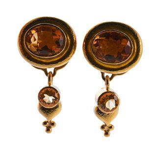 Elizabeth Locke 18k Gold Citrine Earrings