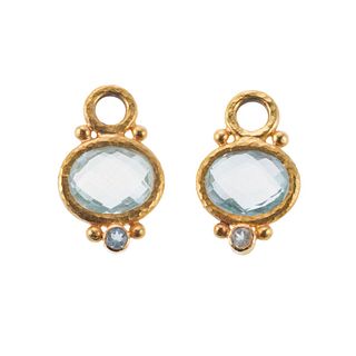 Elizabeth Locke Aquamarine Gold Earring Pendant Charms