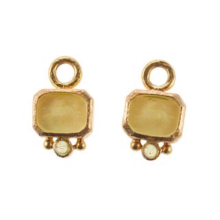 Elizabeth Locke Venetian Glass Intaglio Chimera Gold Earring Pendant Charms