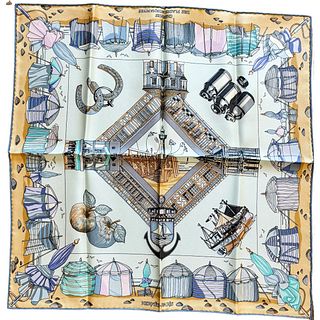 Hermes Charmes des Plages Normandes by Loic Dubigdon 16" Silk Scarf
