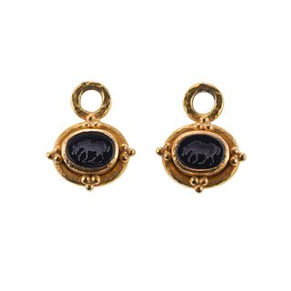 Elizabeth Locke Gold Venetian Glass Intaglio Earring Charms