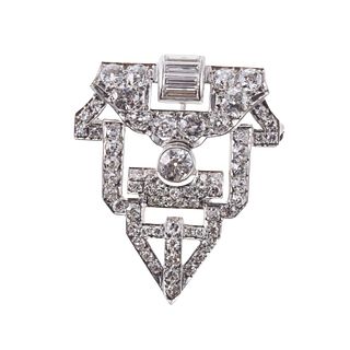 Art Deco Platinum Diamond Pendant Brooch 