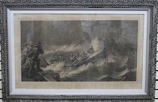 "The Return- Saved From the Wreck"19th c Engraving