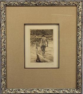 Anders Zorn (1860 - 1920) "Balancing on a Log"