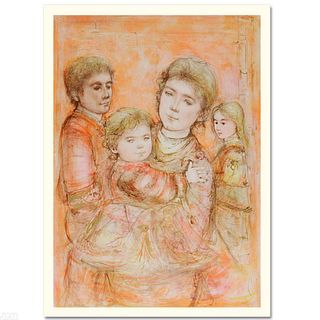 Portrait of a Family Limited Edition Lithograph by Edna Hibel (1917-2014), Numbered and Hand Signed with Certificate of Authenticity.