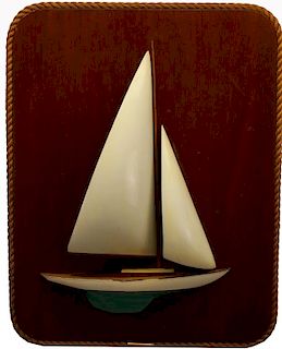 Half Model of a Sloop, Carved Wooden Sails