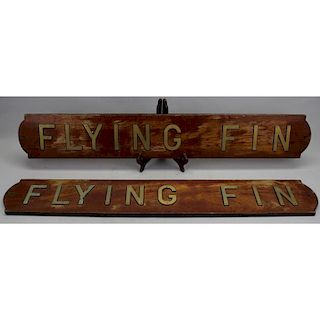 (2) Flying Fin Wood & Metal Signs