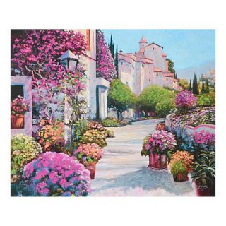 Howard Behrens (1933-2014), "Blissful Burgundy" Limited Edition on Canvas, Numbered and Signed with COA.